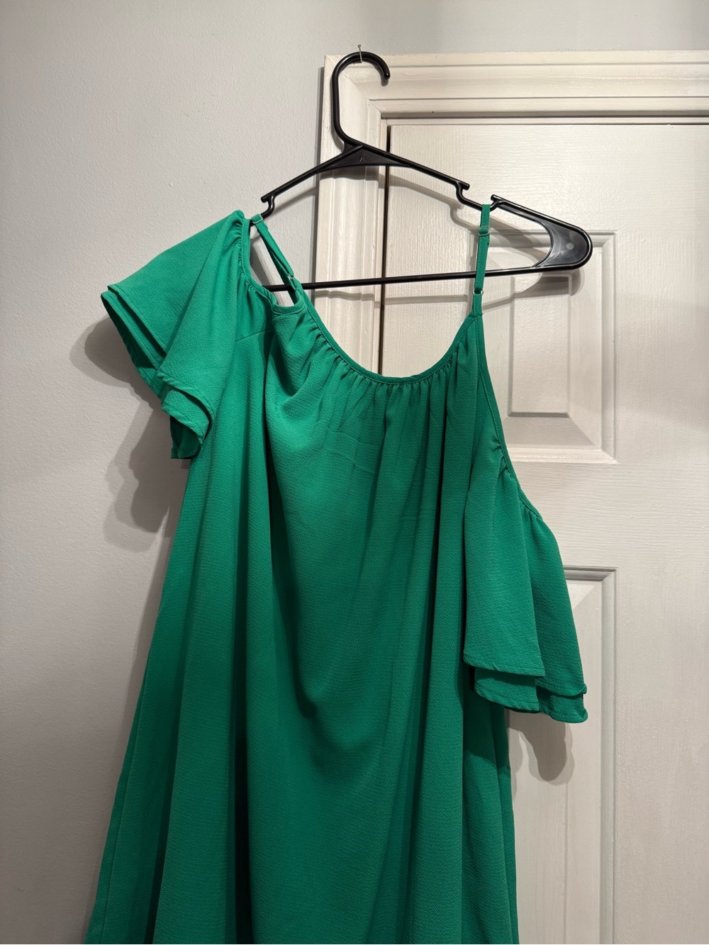 Women’s Emerald Green One-Shoulder Flutter dress/shirt